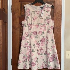 Floral Pleated Dress with Lace Detail, NWT